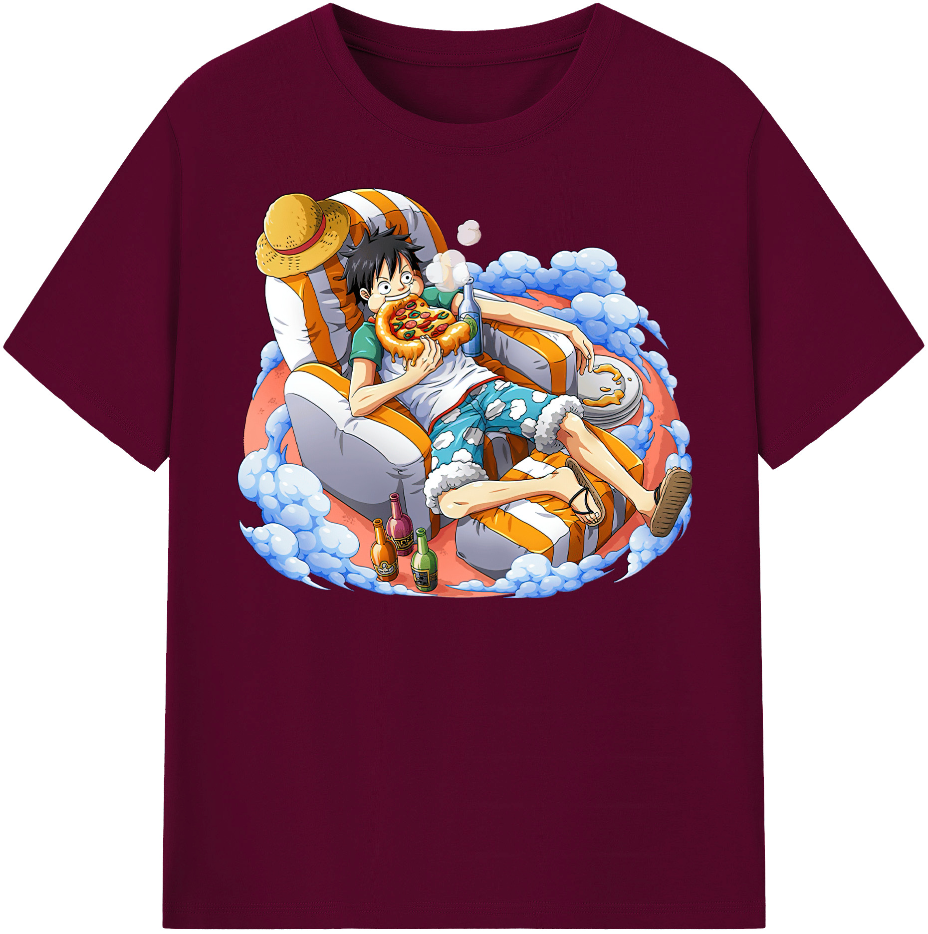 ワンピース モンキー・D・ルフィ ONE PIECE Monkey D. Luffy レディースカジュアルプリントTシャツ（綿100％）